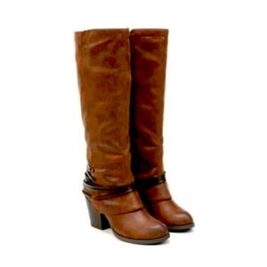 Brown Fergalicious Fergie Lexis cognac Knee High Boots NEW Womens Size 7.5 M